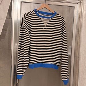 We The Free Classic Striped Oversized Crewneck | Black & White Combo